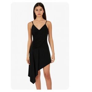 OUTLOOKS V-Neck Asymmetrical Little Black Dress Jrs Small